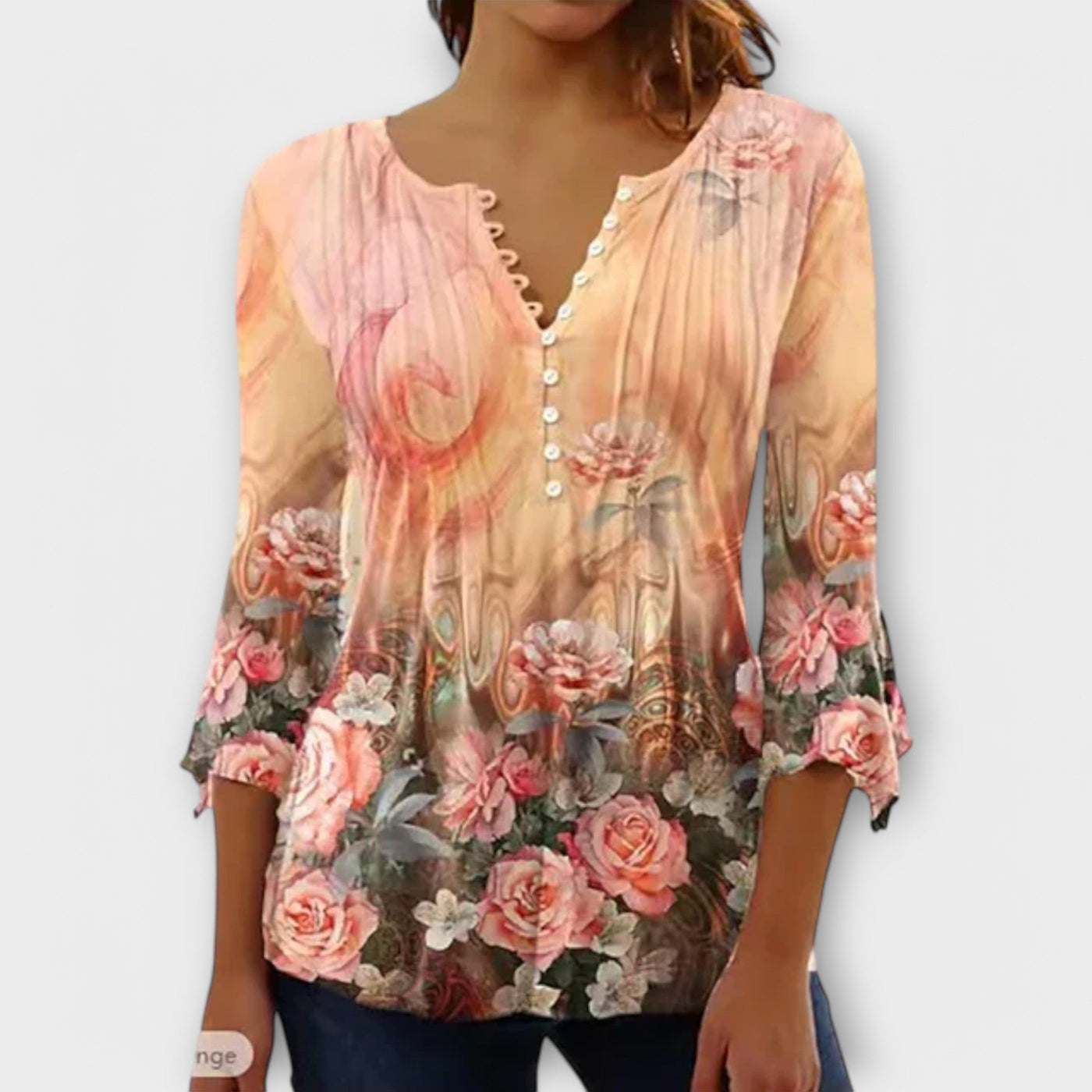 Juliane - V-Ausschnitt Bluse mit Ärmeln