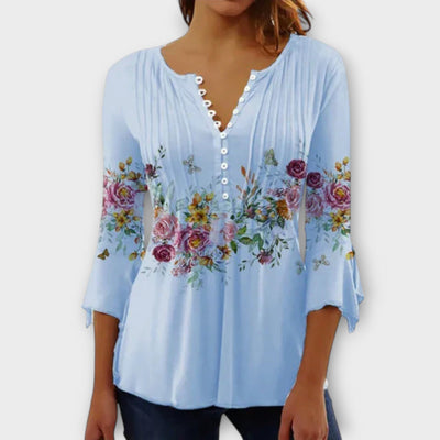 Juliane - V-Ausschnitt Bluse mit Ärmeln