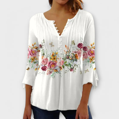 Juliane - V-Ausschnitt Bluse mit Ärmeln