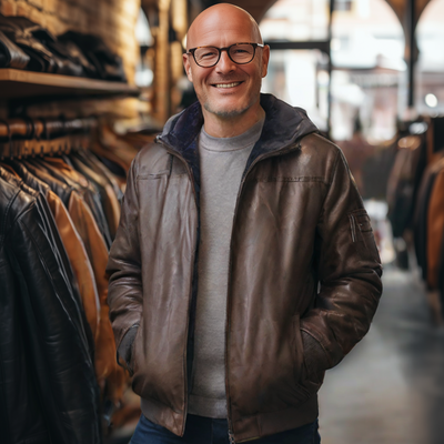 Stylische Premium Leder Winterjacke mit Kapuze