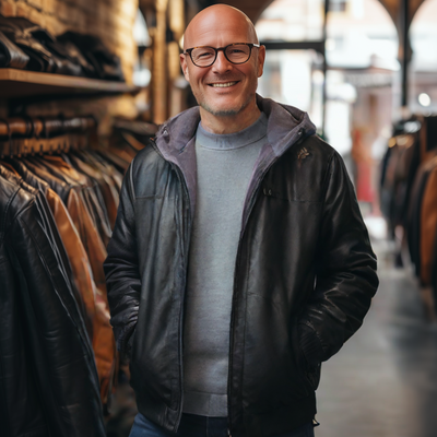 Stylische Premium Leder Winterjacke mit Kapuze