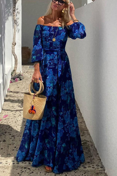Fiona™ - Geblümtes schulterfreies Maxikleid