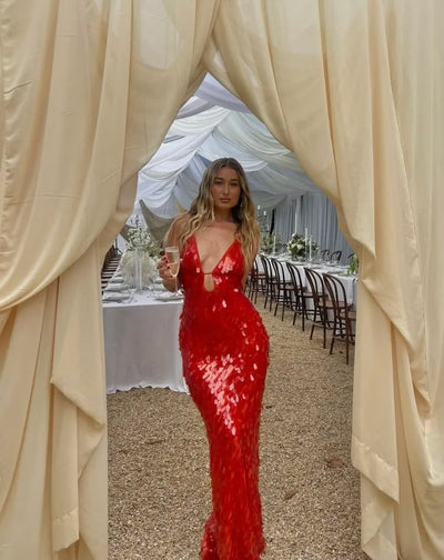 Kalea™ - Pailletten Maxi Langes Kleid
