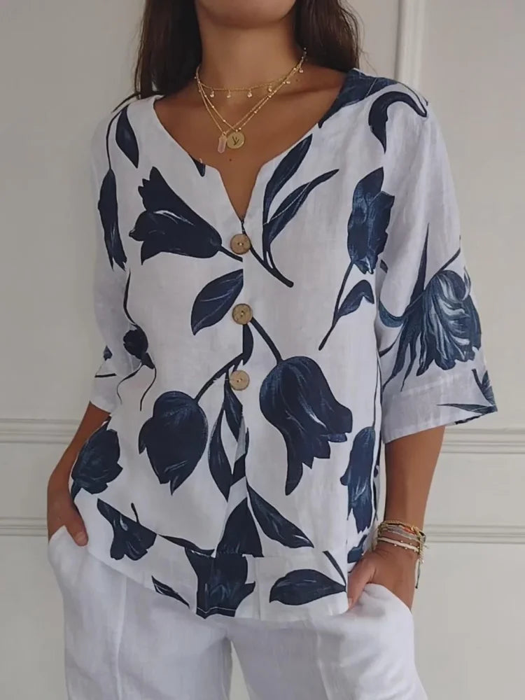 Delphine™ - Elegante Blumenbluse