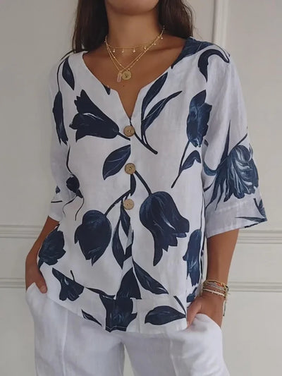 Delphine™ - Elegante Blumenbluse