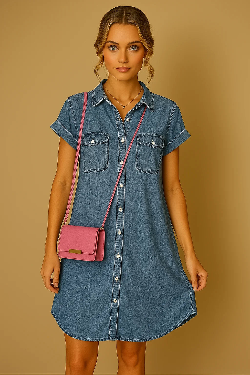 Martina™ - Kurzärmeliges Jeanskleid