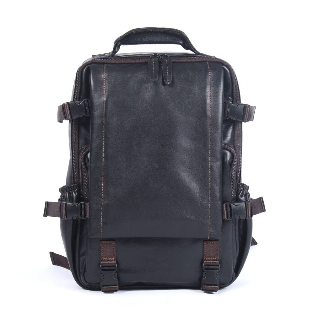 Isaac™ - Schwarzer Lederrucksack