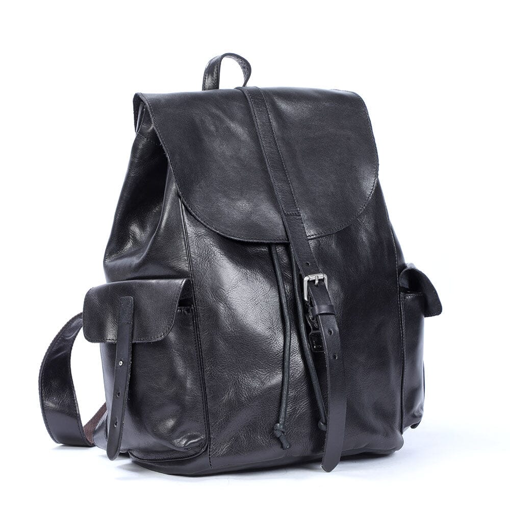 Bodo™ - Kleiner schwarzer Lederrucksack