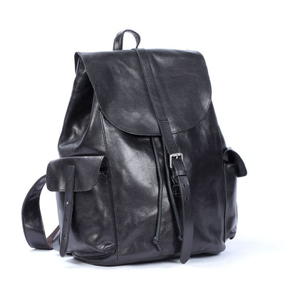 Bodo™ - Kleiner schwarzer Lederrucksack