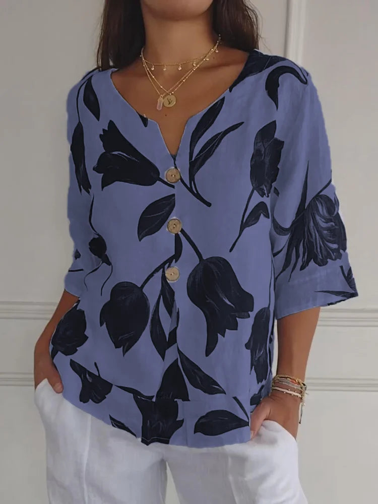 Delphine™ - Elegante Blumenbluse