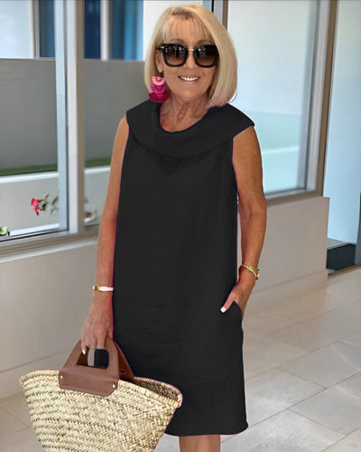 Marilène™ – Leinenkleid mit Faltenkragen