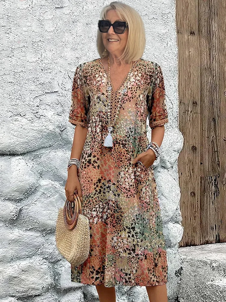 ASTRID™ | LEBENDIGES GEBLÜMTES KLEID