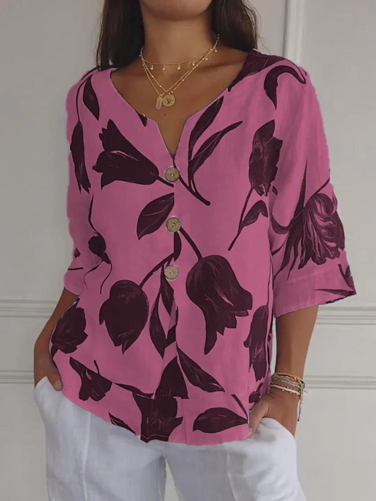 Delphine™ - Elegante Blumenbluse