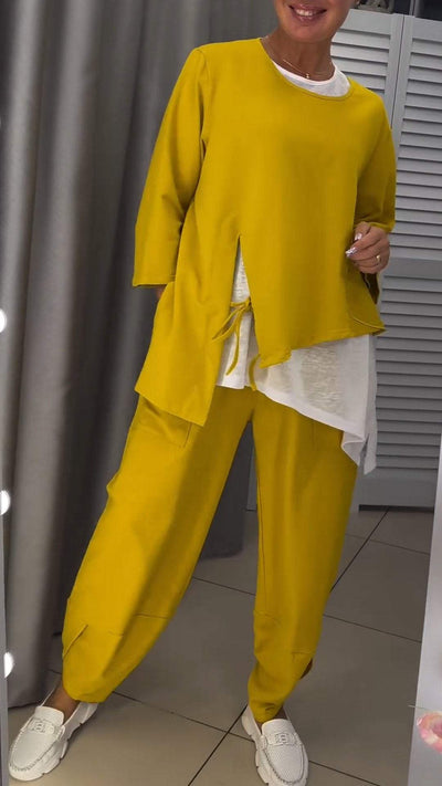 Livia-Set aus Oberteil und Hose mit Rundhalsausschnitt für Damen