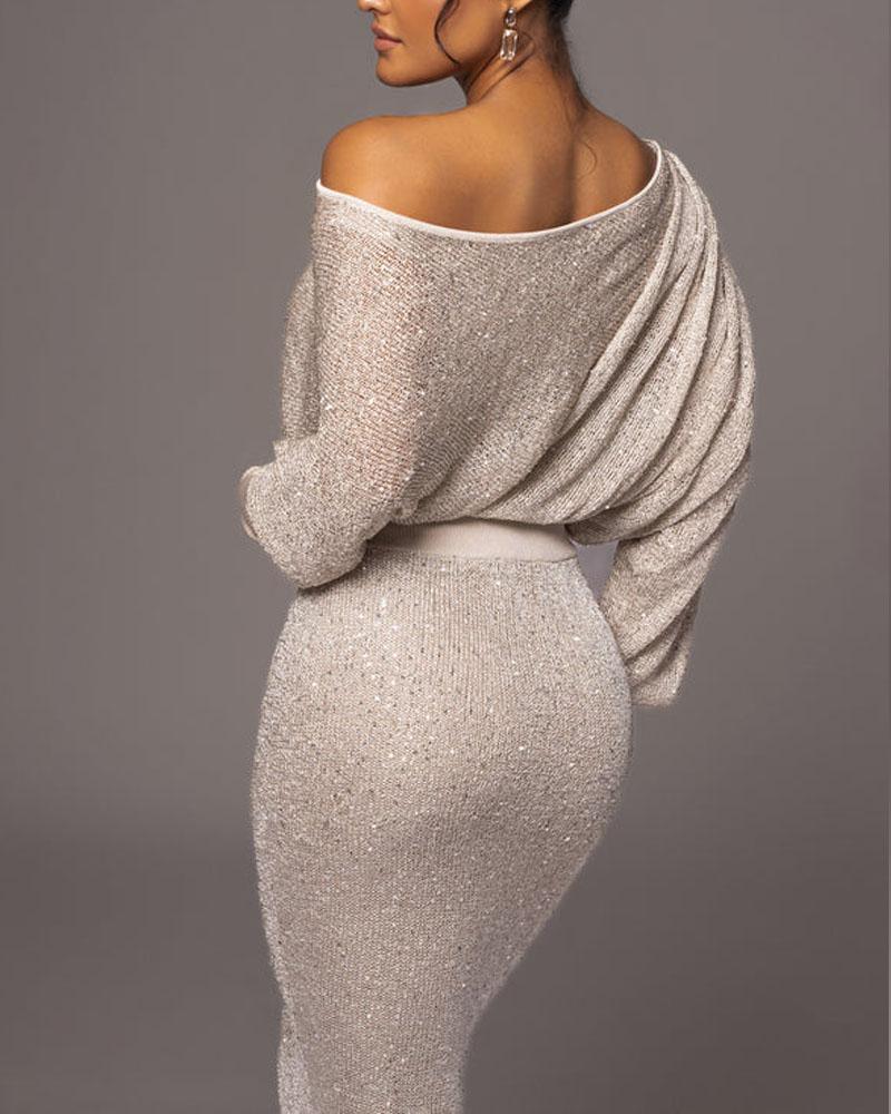 Lucia™ – Elegantes gestricktes schulterfreies Maxikleid