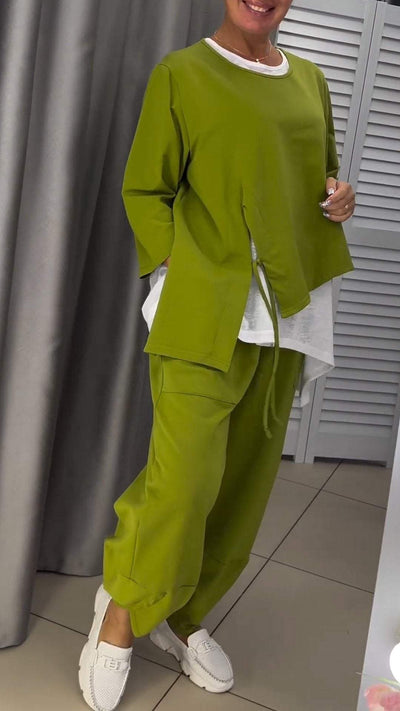 Livia-Set aus Oberteil und Hose mit Rundhalsausschnitt für Damen
