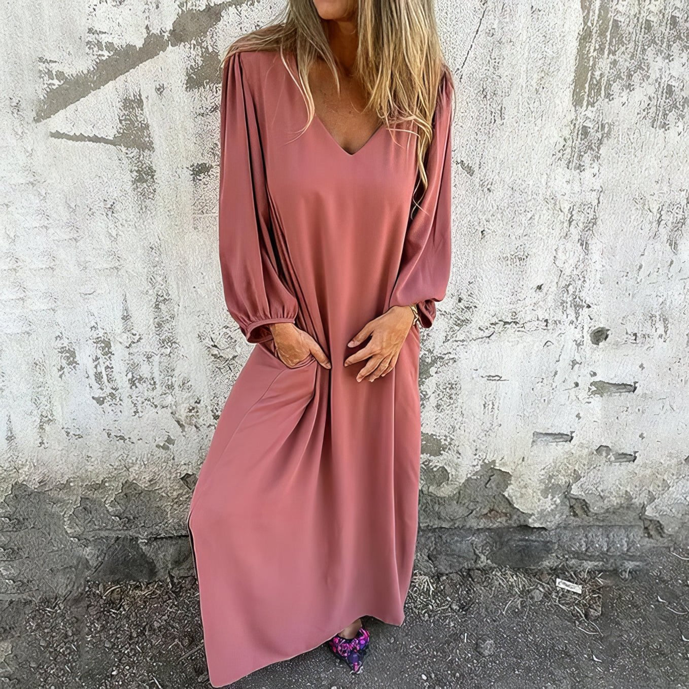 Perle™ - Boho Lange Kleid mit Taschen