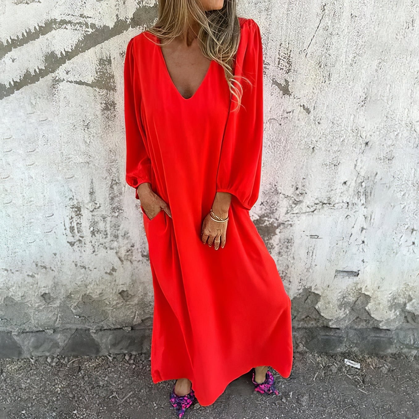 Perle™ - Boho Lange Kleid mit Taschen