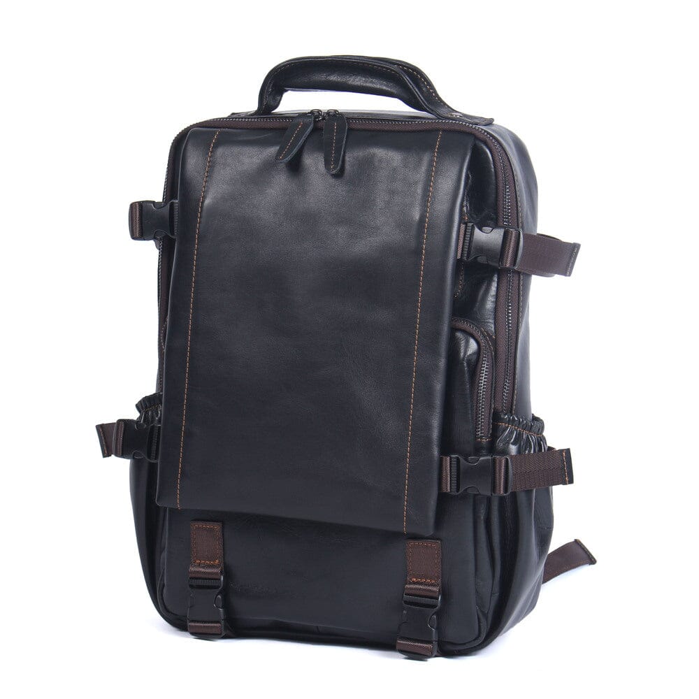Isaac™ - Schwarzer Lederrucksack