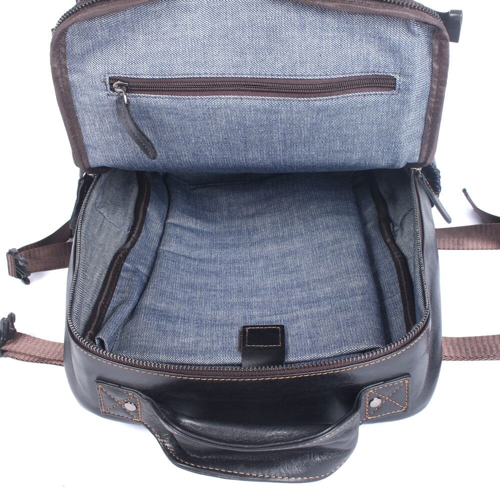 Isaac™ - Schwarzer Lederrucksack