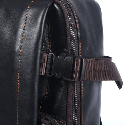 Isaac™ - Schwarzer Lederrucksack
