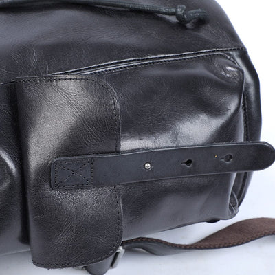 Bodo™ - Kleiner schwarzer Lederrucksack