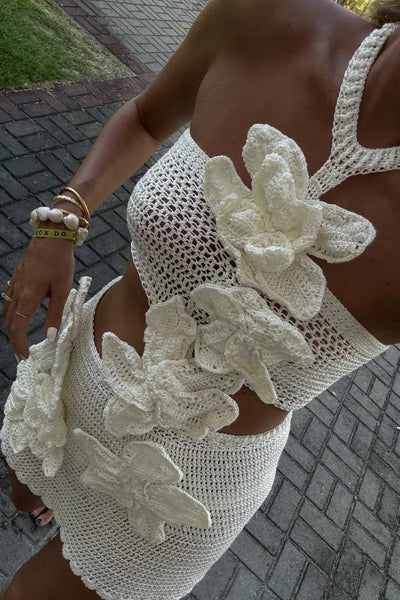 Livia™ - Strickträger-Minikleid mit Blumenmuster