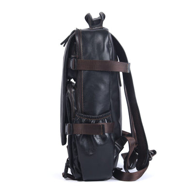 Isaac™ - Schwarzer Lederrucksack