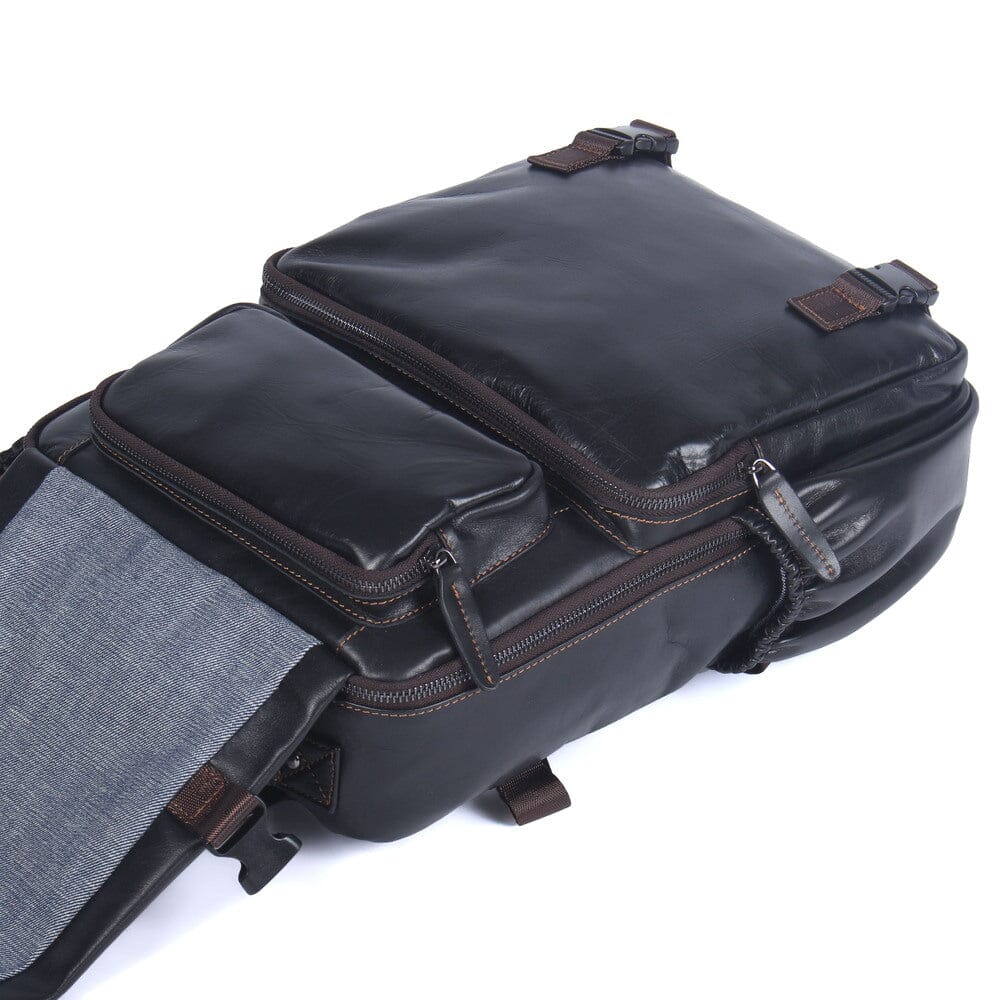 Isaac™ - Schwarzer Lederrucksack