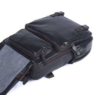 Isaac™ - Schwarzer Lederrucksack