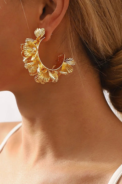 Johanna™ - C-förmige Ohrringe mit Blumenmuster