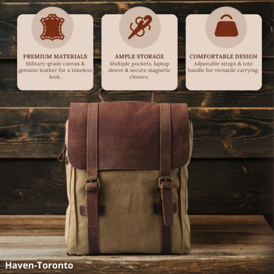 Harlan | Fashion Canvas Leder Schulranzen