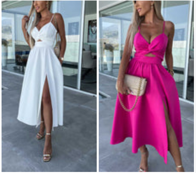 Miriam™ - Elegantes Midikleid mit Riemchen und Frontschlitz