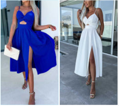 Miriam™ - Elegantes Midikleid mit Riemchen und Frontschlitz