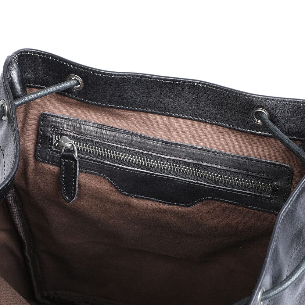 Bodo™ - Kleiner schwarzer Lederrucksack