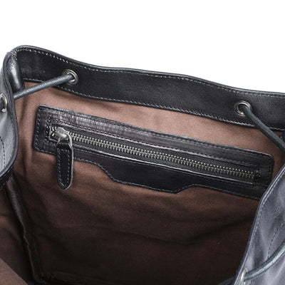 Bodo™ - Kleiner schwarzer Lederrucksack