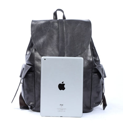 Bodo™ - Kleiner schwarzer Lederrucksack