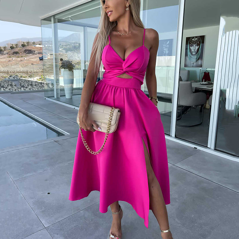 Miriam™ - Elegantes Midikleid mit Riemchen und Frontschlitz