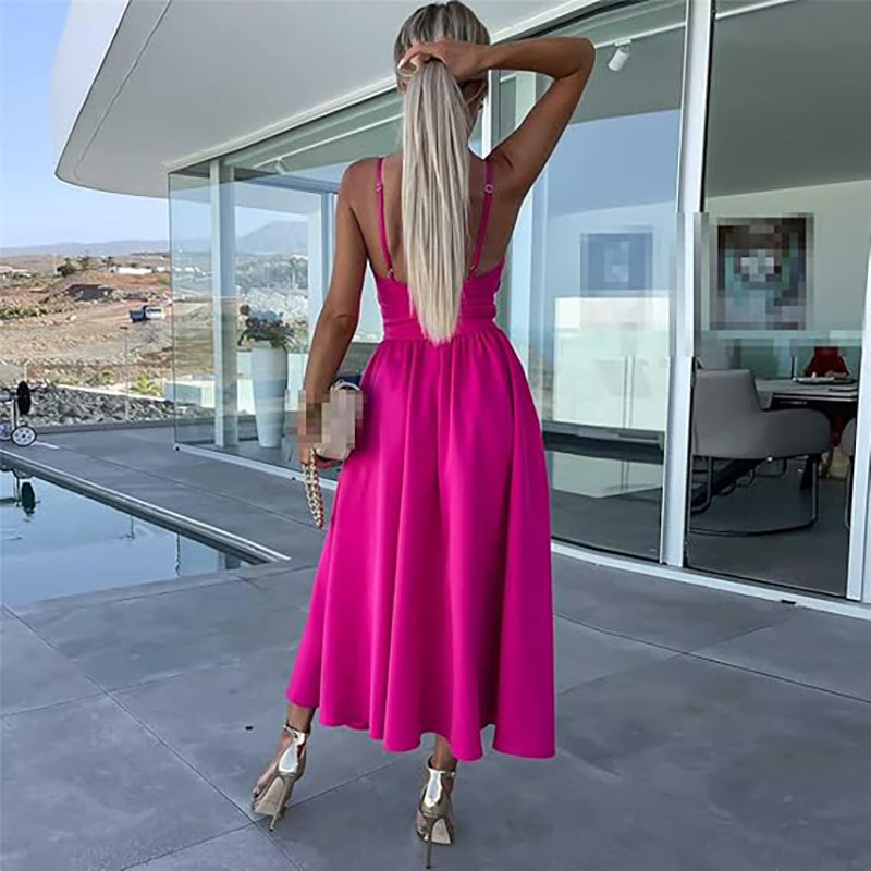 Miriam™ - Elegantes Midikleid mit Riemchen und Frontschlitz