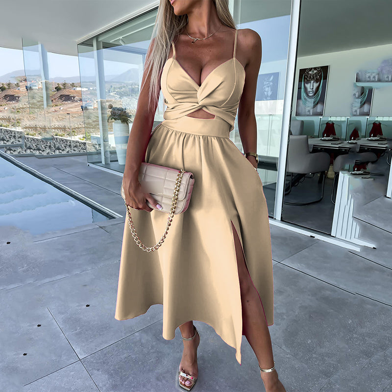 Miriam™ - Elegantes Midikleid mit Riemchen und Frontschlitz