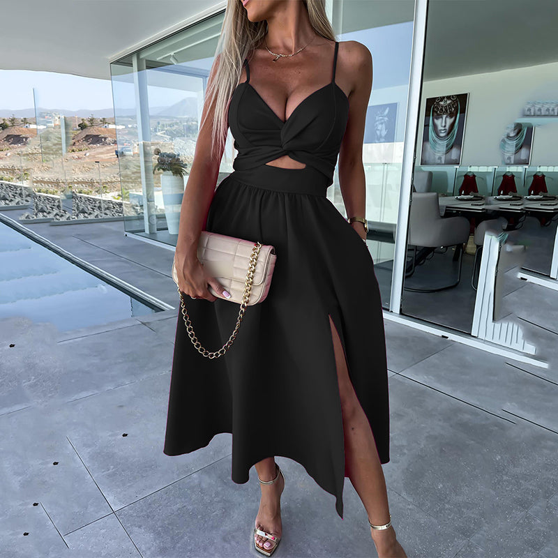Miriam™ - Elegantes Midikleid mit Riemchen und Frontschlitz
