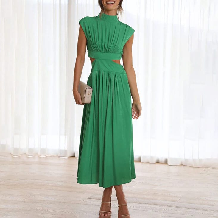 Diana™ - Plisseekleid mit hohem Kragen