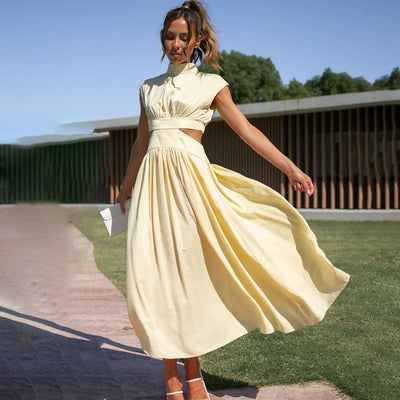 Diana™ - Plisseekleid mit hohem Kragen