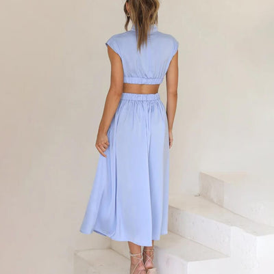 Diana™ - Plisseekleid mit hohem Kragen