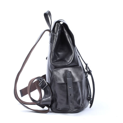 Bodo™ - Kleiner schwarzer Lederrucksack